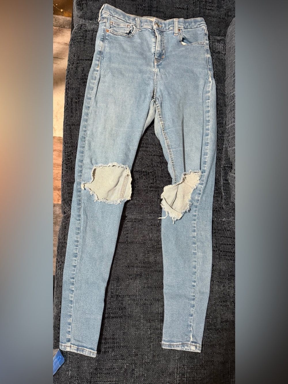 Topshop Light Blue Ripped Knee Skinny Jeans - Women